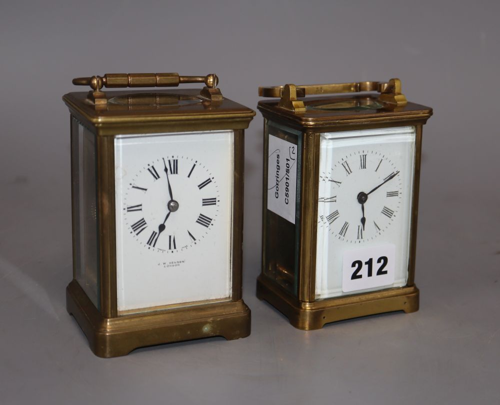 Two brass bound carriage timepieces